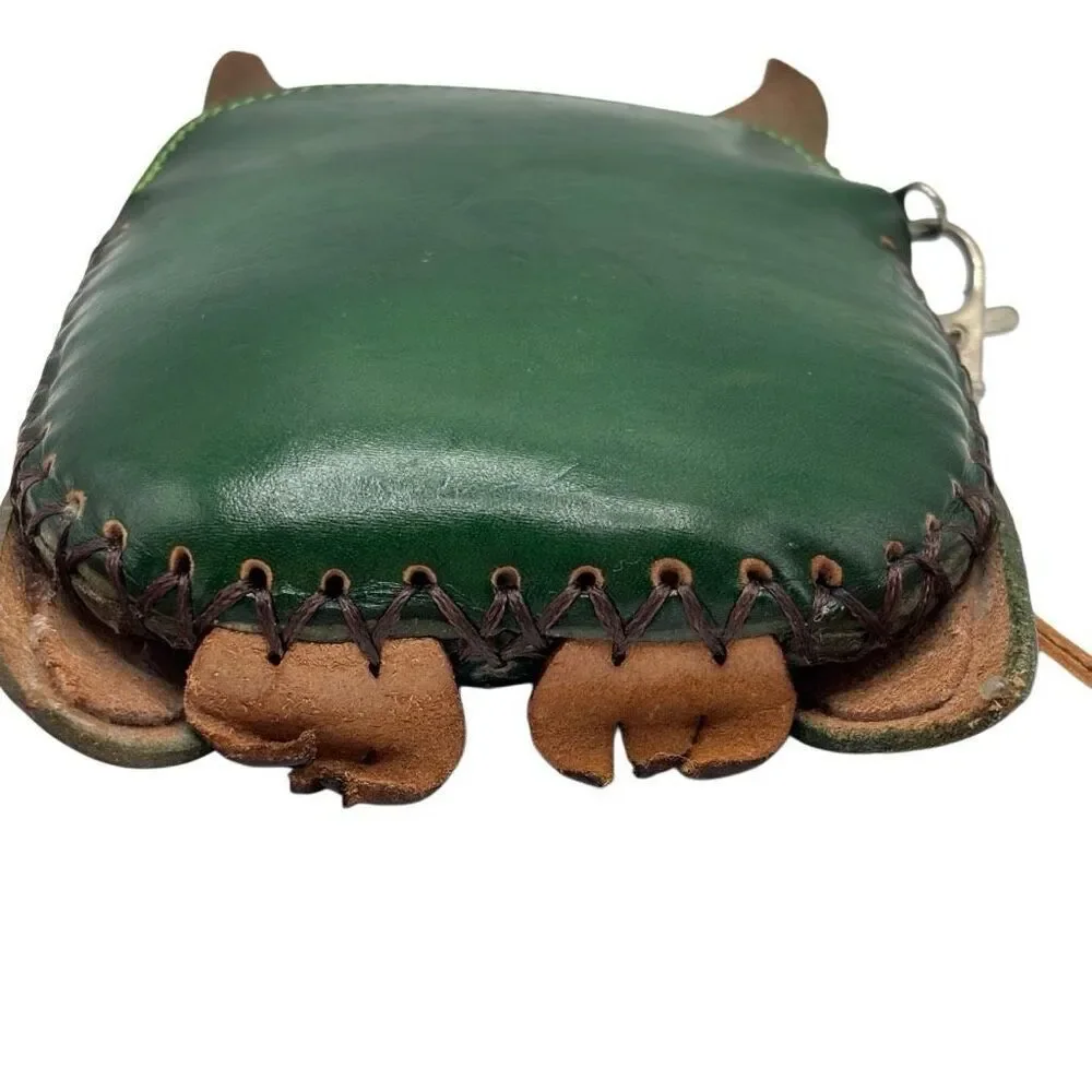 Hand Made Embossed Genuine Leather‎ Owl Coin Purse/Wristlet/Wallet/Pouch